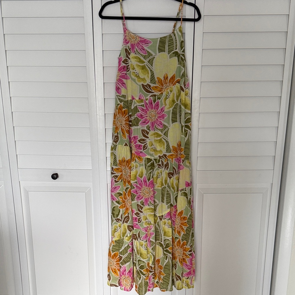 By Together Floral Maxi Dress in Green, Pink, and Orange